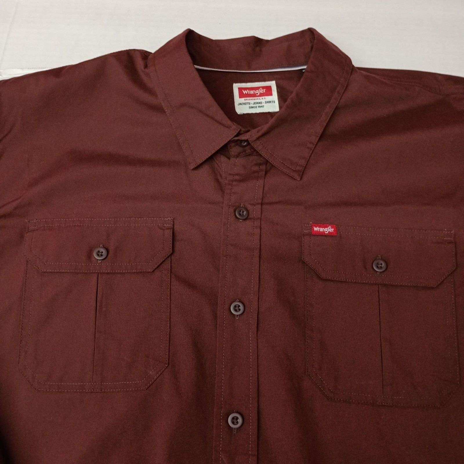 Wrangler Wrangler Big Mens Relaxed Fit Woven Shirt Size 3XL Chocolate Size US XXL / EU 58 / 5 - 3 Thumbnail