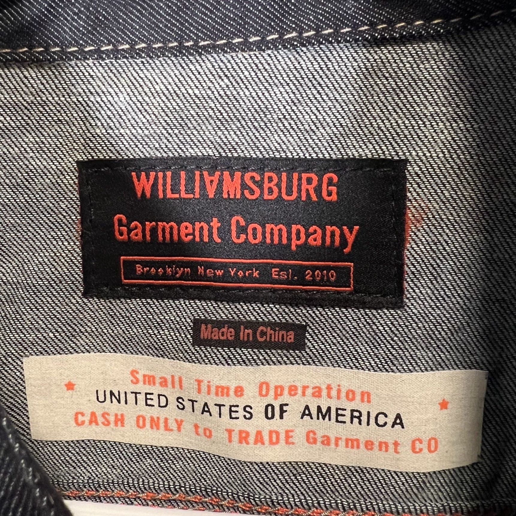 Denime Williamsburg Garment Company Denim Shirt Jacket Adult Medium Blue Cotton Long Sleeve Button-Up Mens Size US M / EU 48-50 / 2 - 7 Thumbnail