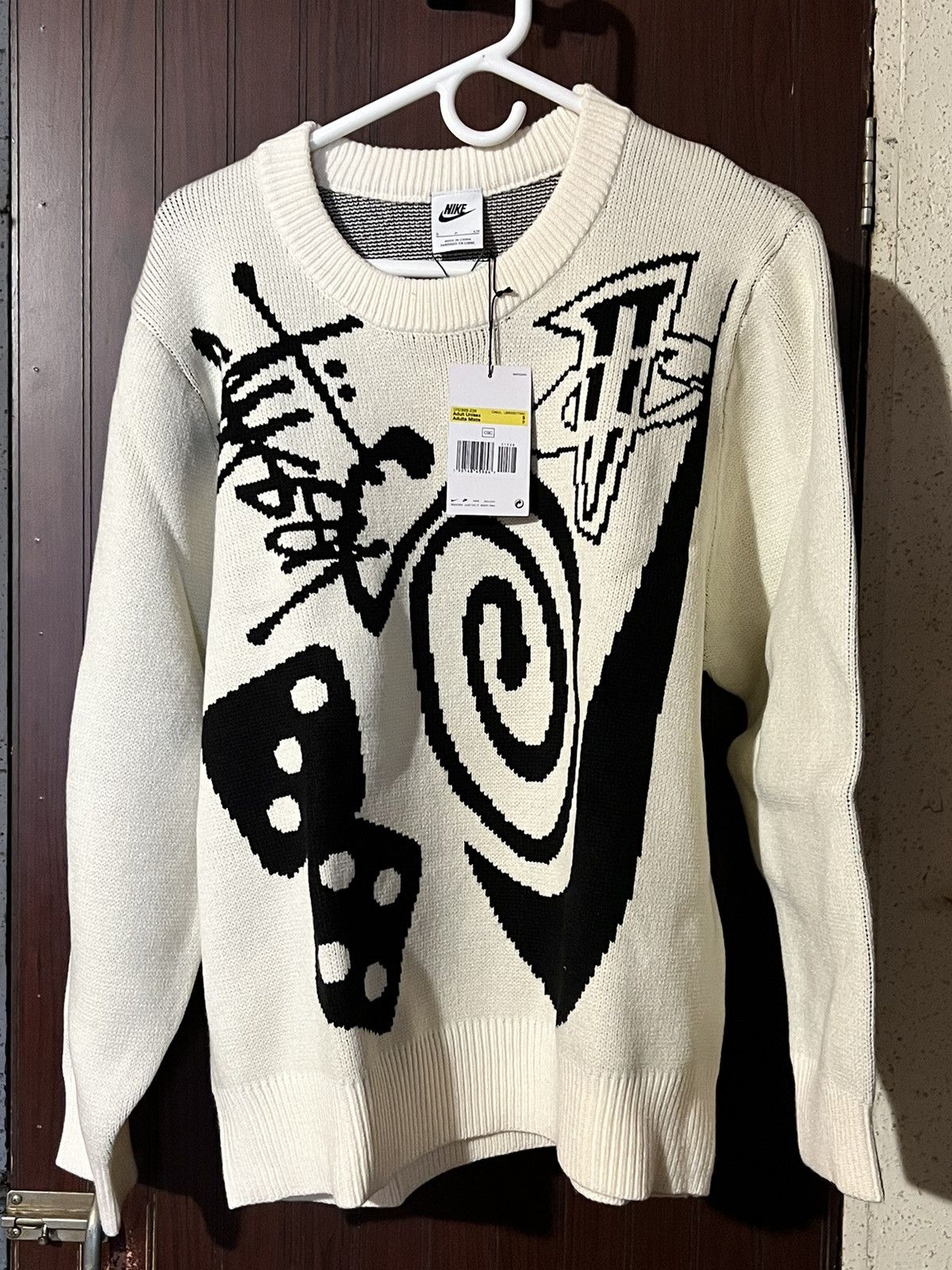 image of Nike x Stussy Knit Sweater Natural With Stock X Receipt in White, Men's (Size Small)