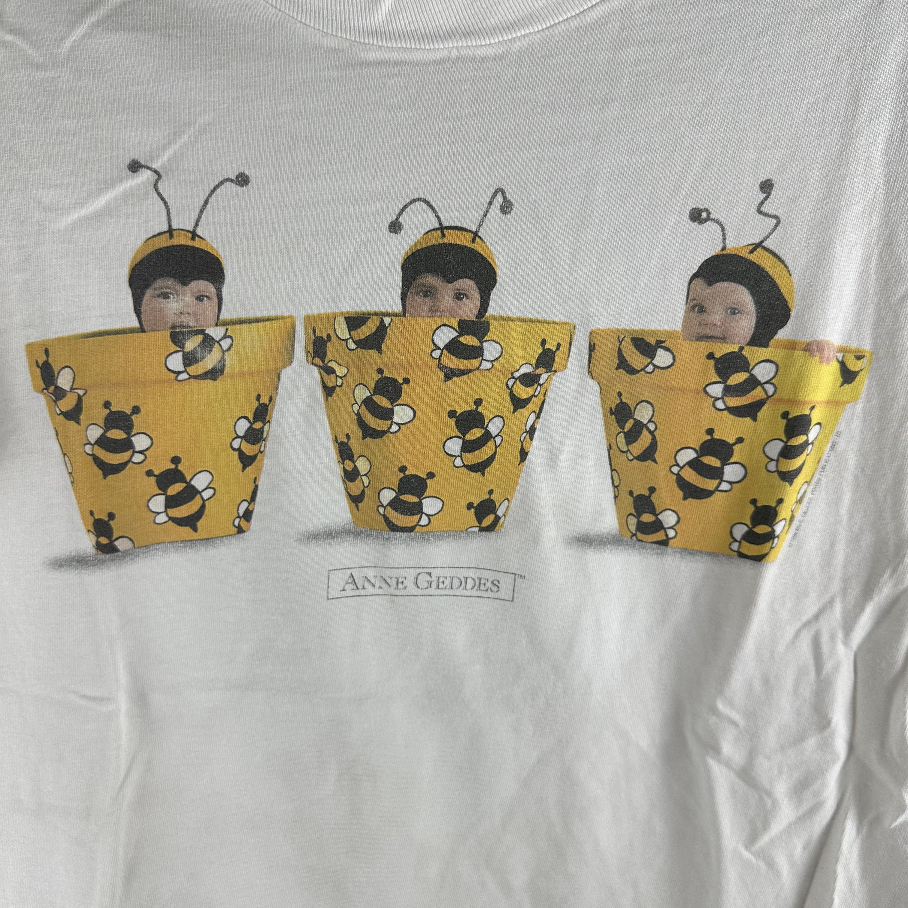 Vintage ​​Vintage 90s Anne Geddes Bumblebee Babies Photo T-Shirt Size US L / EU 52-54 / 3 - 2 Thumbnail