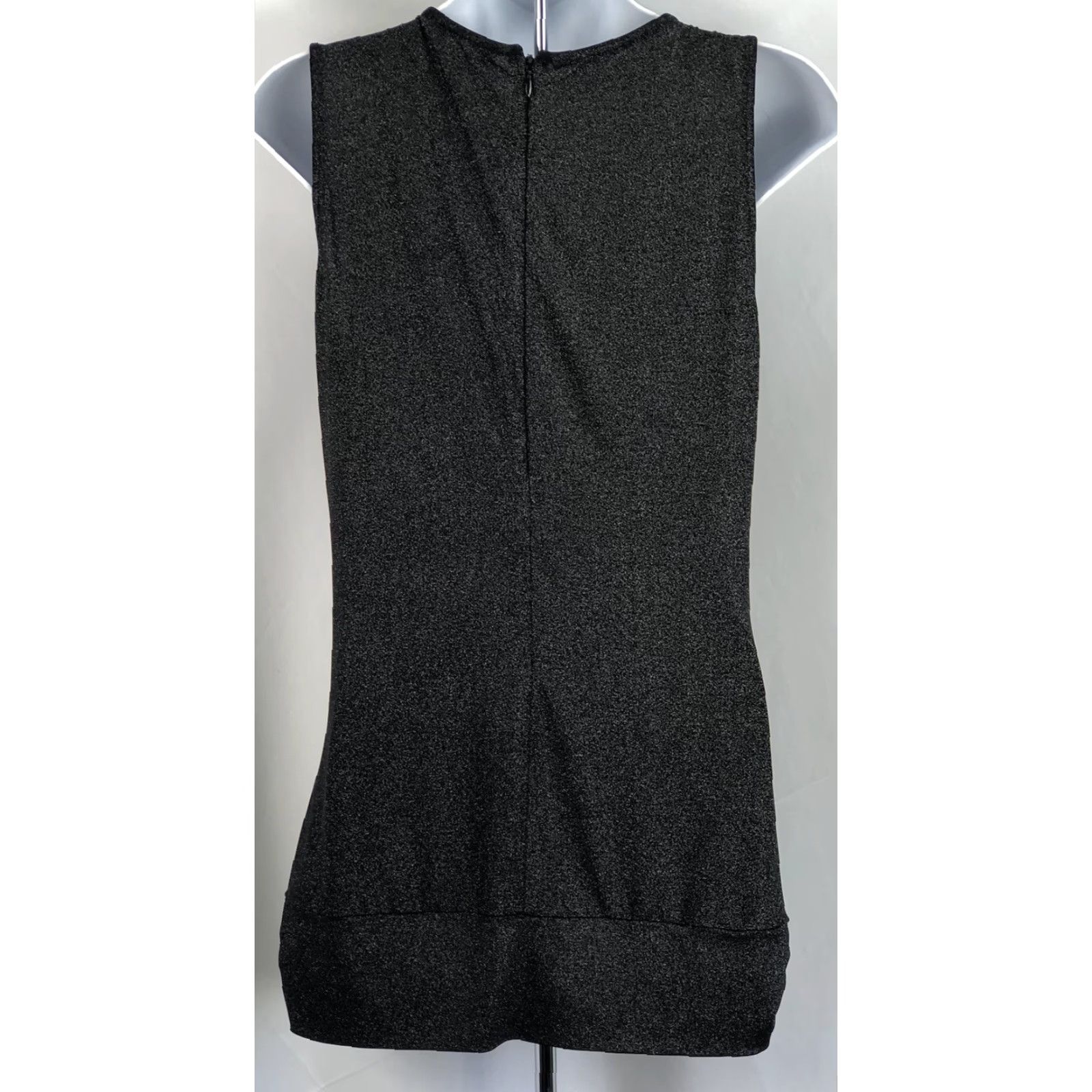 Vintage Vtg Draped mini dress L Jrs Blk Glitter Sleeveless Plunge Surplice Beads Chain Size L / US 10 / IT 46 - 3 Thumbnail