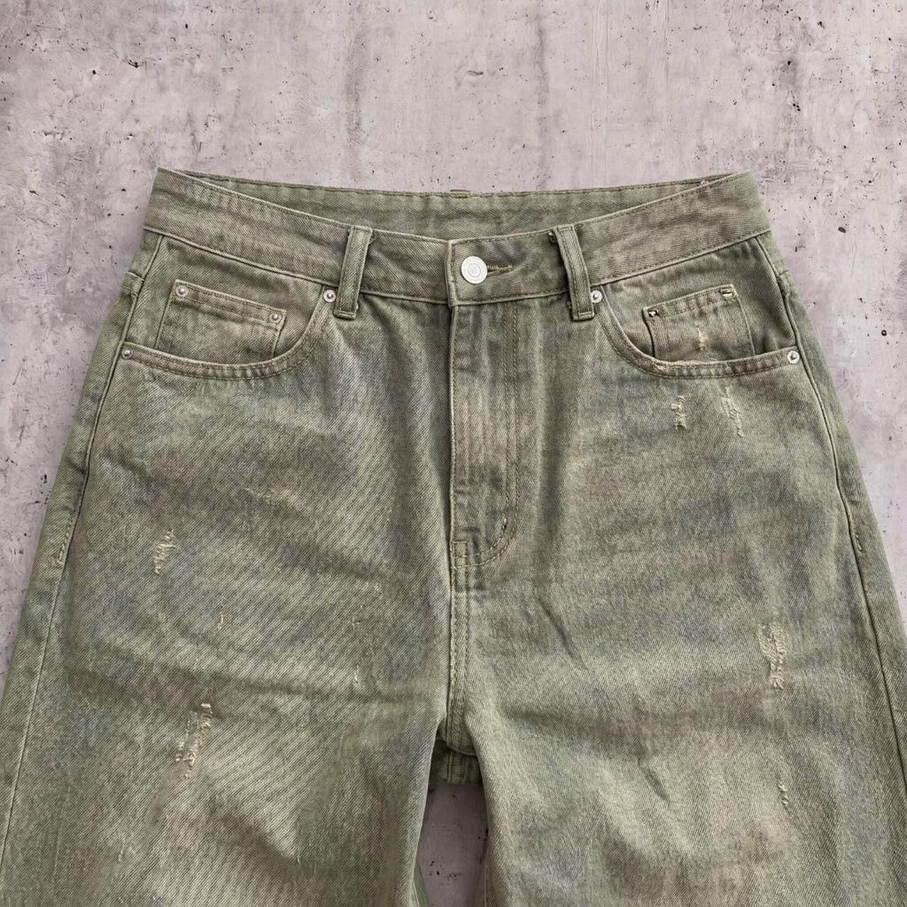 Other Thrashed Baggy Green Denim Jeans Size US 32 / EU 48 - 4 Thumbnail