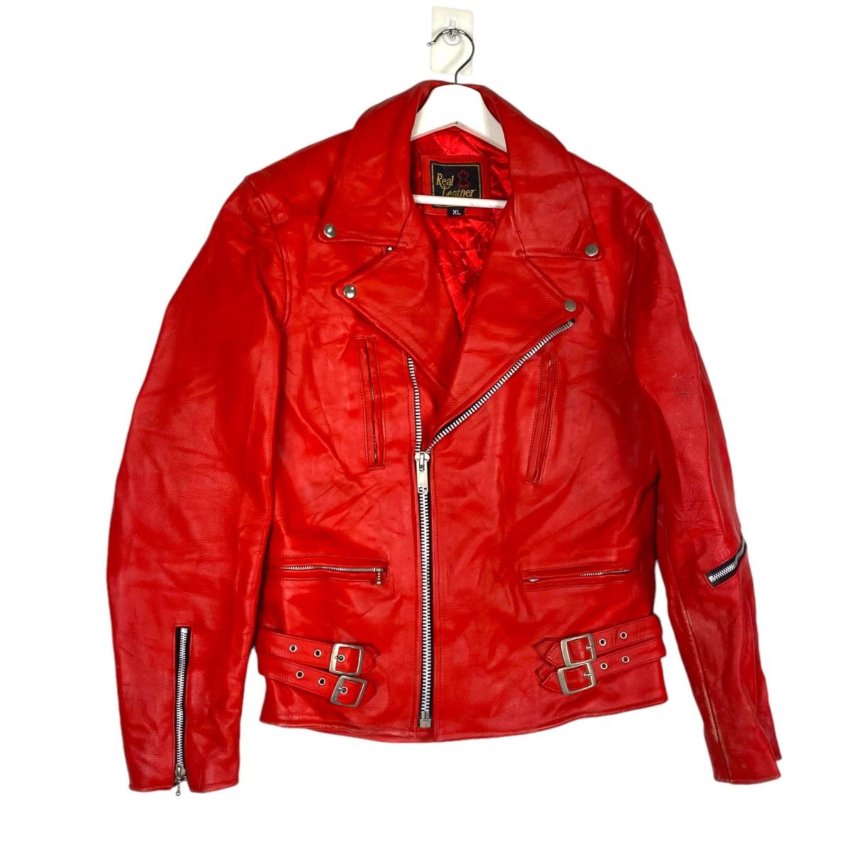 Vintage 💥90s REAL LEATHER BIKER JACKET Size US M / EU 48-50 / 2 - 3 Thumbnail