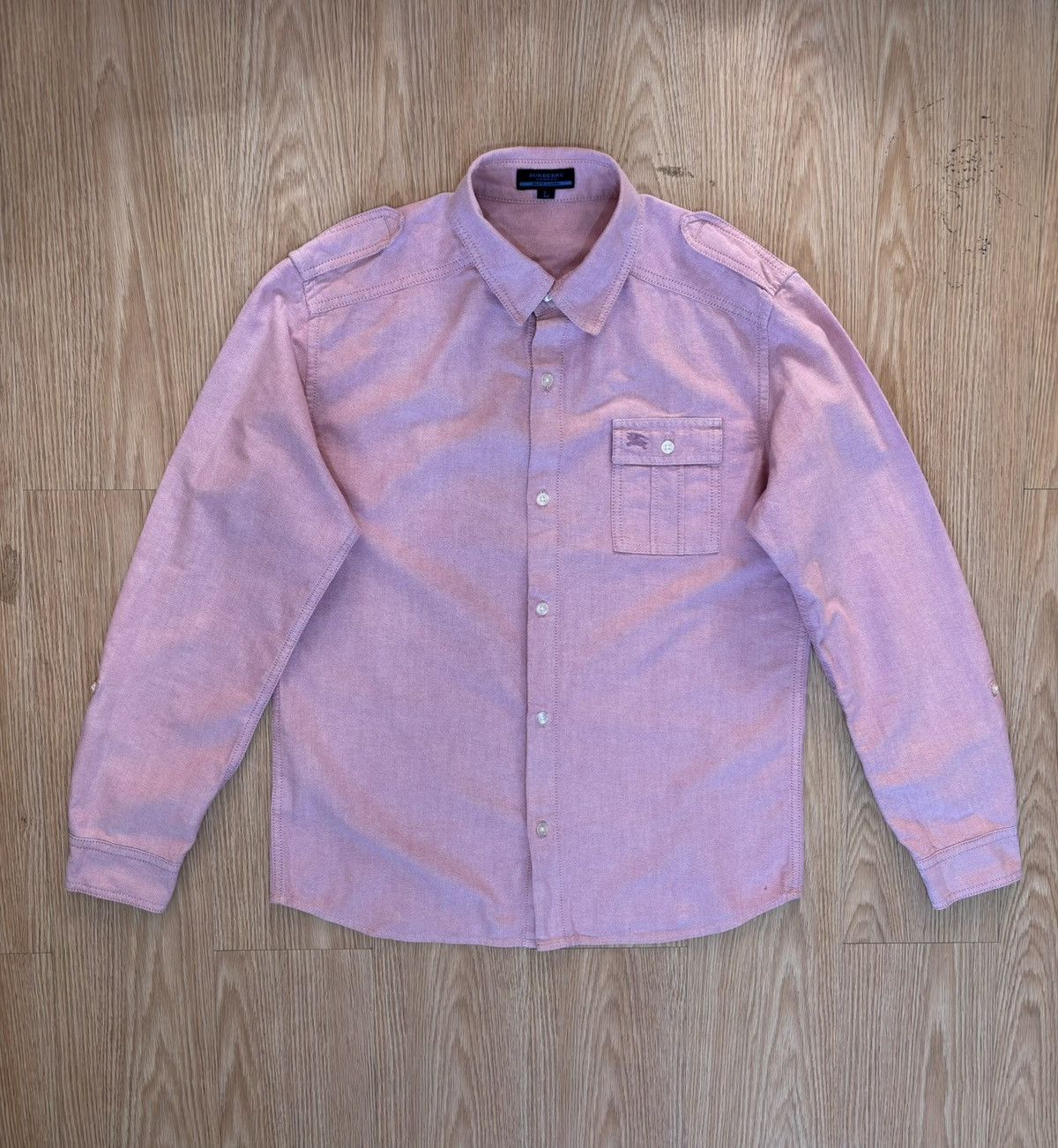 Burberry Burberry Mens Oxford Light Pink Blue Label Long Sleeve Size 38L - 1 Thumbnail