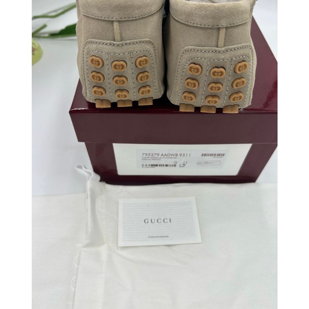 Gucci GG oatmeal suede driver loafers size 11 fits 11.5 US display picture 1