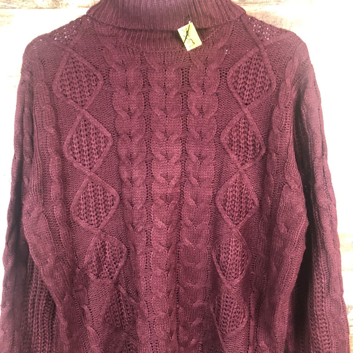 Japanese Brand Mono Mart Maroon cable Knitwear #A2257 Size US M / EU 48-50 / 2 - 5 Thumbnail