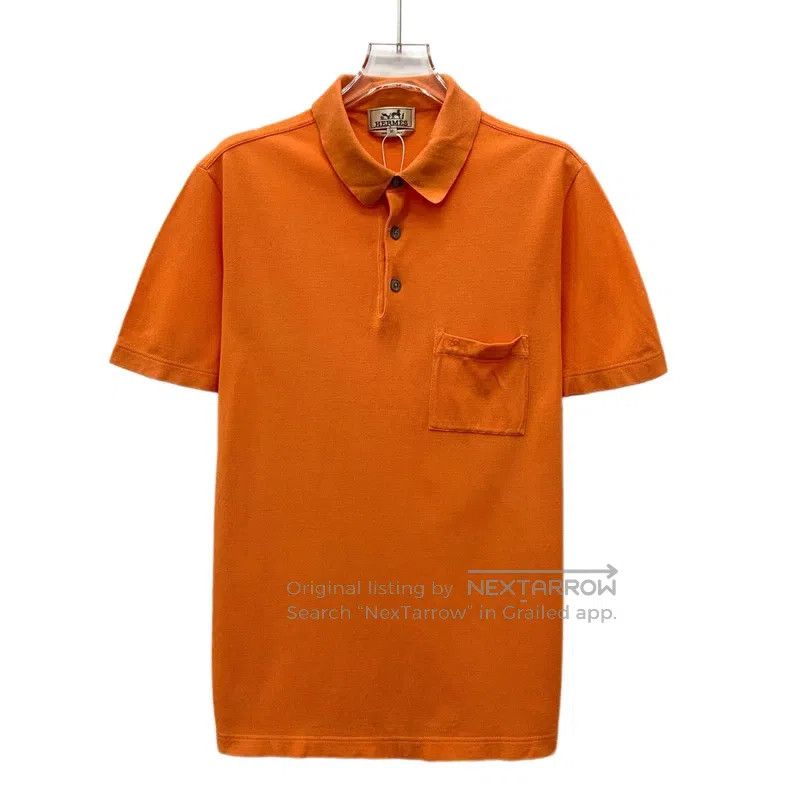 Hermes Hermes Orange Cotton Collared Short-Sleeve Polo Shirt Size US M / EU 48-50 / 2 - 1 Thumbnail