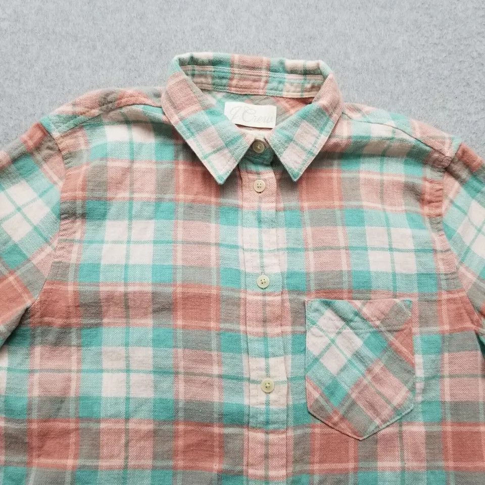 J.Crew J Crew Shirt Womens 0 Green Plaid Flannel Button Up Casual Size XS / US 0-2 / IT 36-38 - 4 Thumbnail