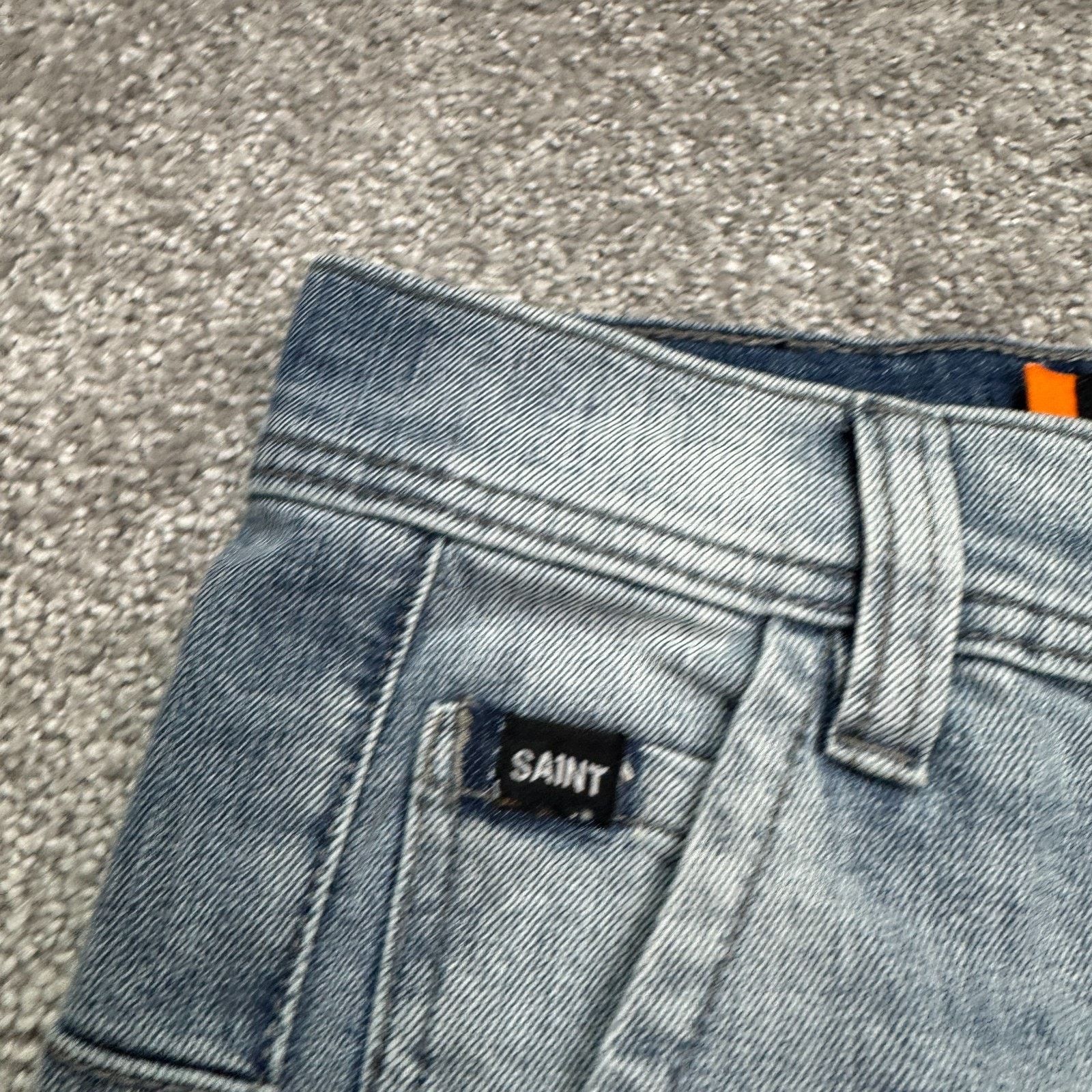 Saint Michael Saint Flight Jean Jogger Denim Mens 28 Blue Light Wash Biker Size US 28 / EU 44 - 8 Thumbnail