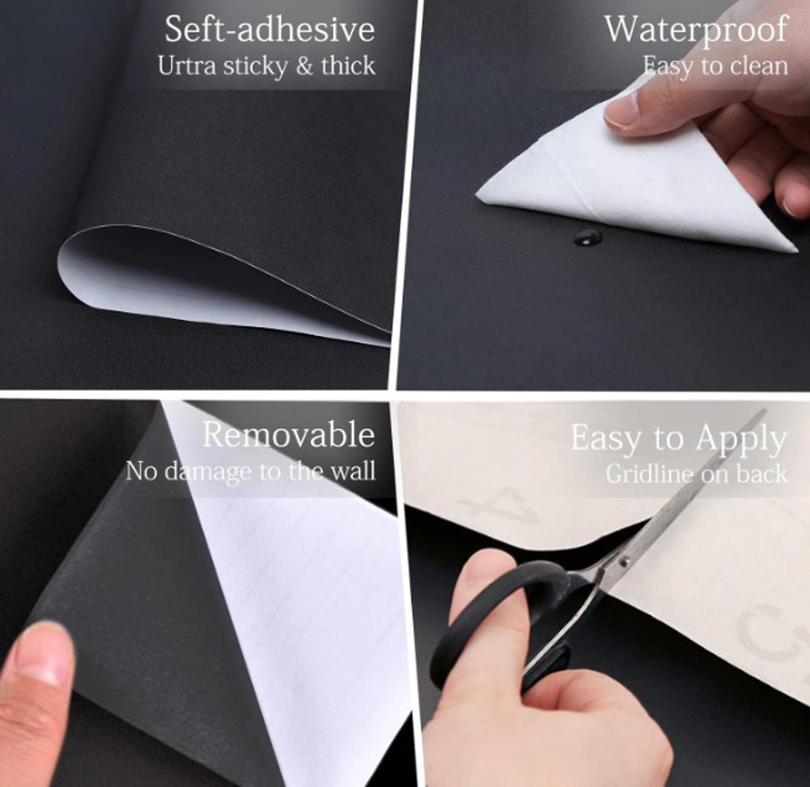 The Unbranded Brand Peel and Stick Black Matte Wallpaper Removable Matte Size ONE SIZE - 3 Thumbnail