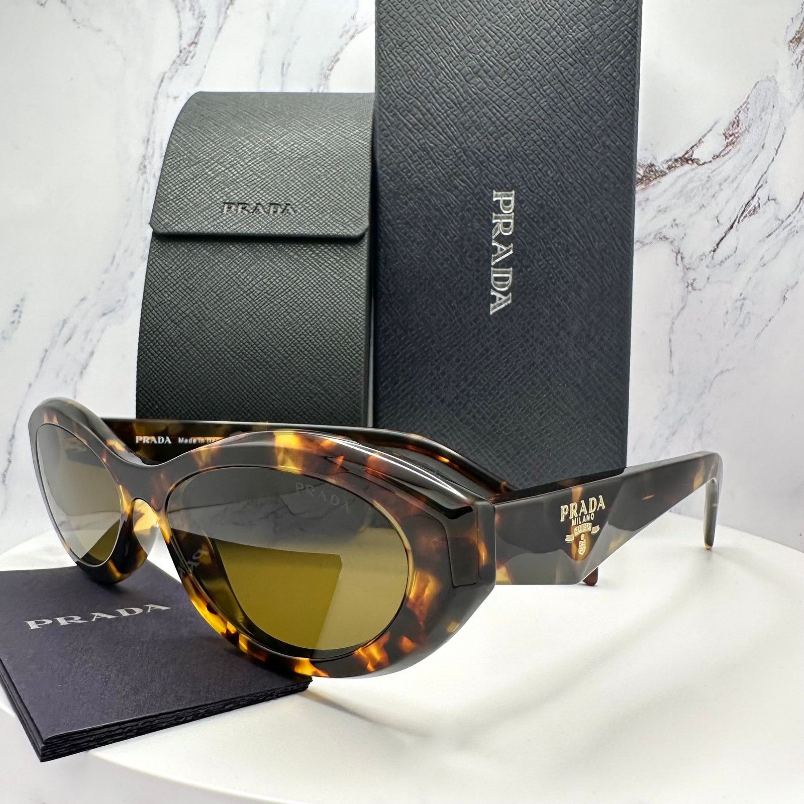 Prada PRADA New Sunglasses Symbole Logo Brown Tortoise Cat Eye Size ONE SIZE - 12 Thumbnail