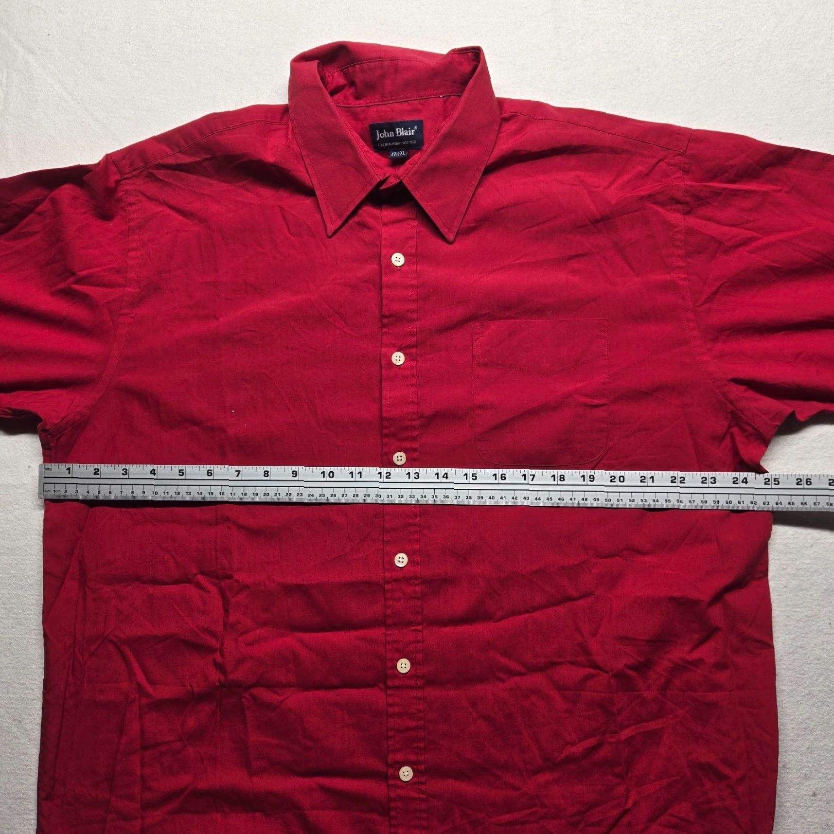 Blair John Blair Shirt Button-Up Long Sleeve Adult Mens LT Red Solid Button-Down Pocket Lined All Seasons Casual Travel Workwear Tall Large 17.5 Size US L / EU 52-54 / 3 - 5 Thumbnail
