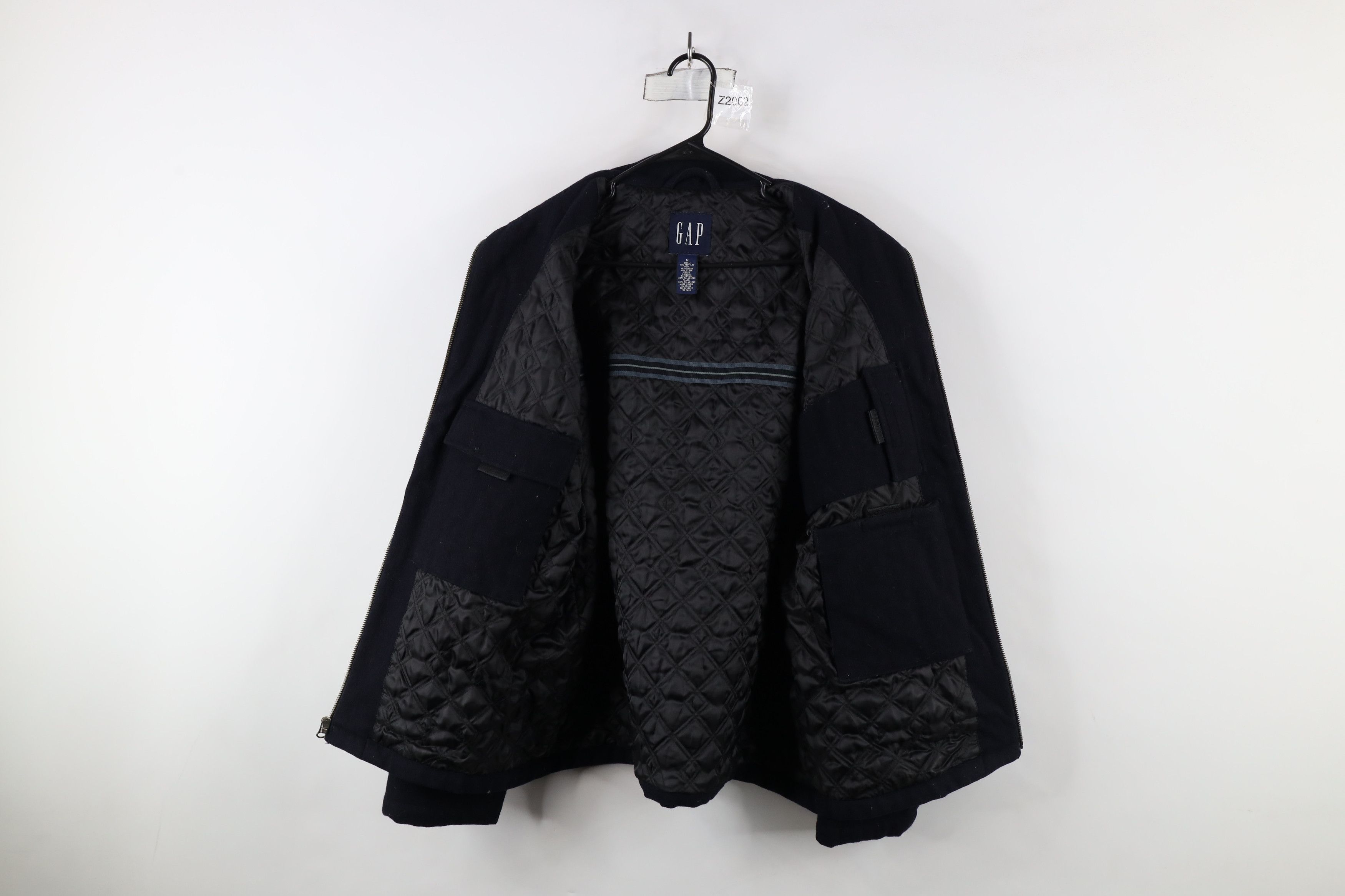 Gap × Vintage Vintage Y2K 2000 Gap Quilted Wool Bomber Jacket Navy Blue Size US M / EU 48-50 / 2 - 10 Thumbnail