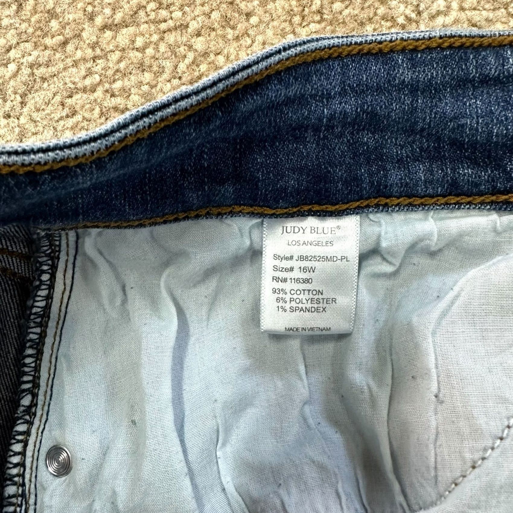 Denime Judy Blue Relaxed Fit High-Rise Jeans Women's 16W Blue Stretch Denim Jeans Juniors Plus Size 16W Women’s 5-Pocket Denim Size 38" / US 16 / IT 52 - 5 Thumbnail