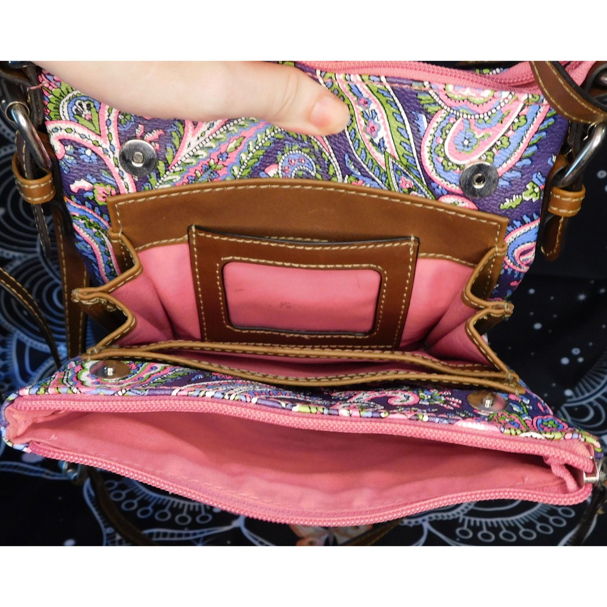 Chaps Chaps Rainbow Paisley Crossbody Bag With Brown Accents Size ONE SIZE - 2 Thumbnail