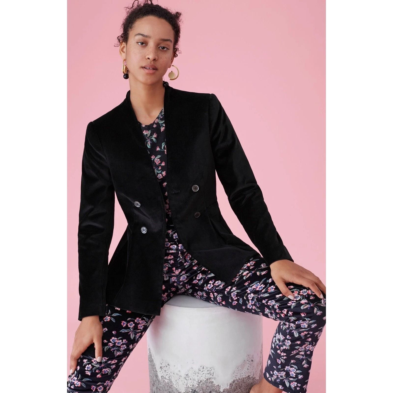 Rebecca Taylor Rebecca Taylor Velvet Double-Breasted Blazer - Size 4 Size S / US 4 / IT 40 - 2 Thumbnail
