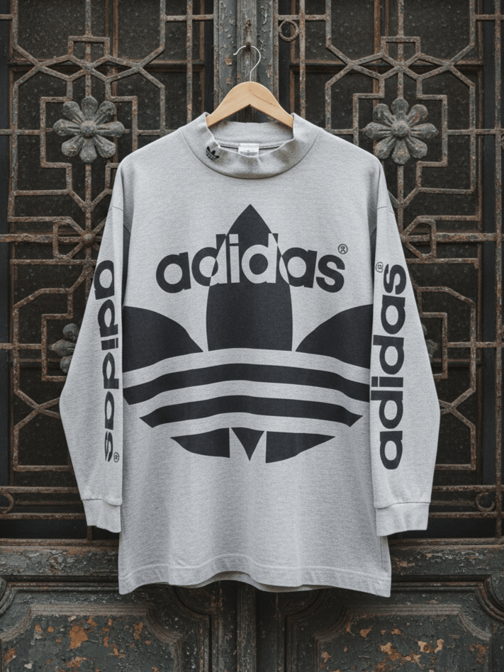Adidas Vintage 80s Adidas x Descente Big Logo Trefoil Mock Neck Size US L / EU 52-54 / 3 - 1 Thumbnail