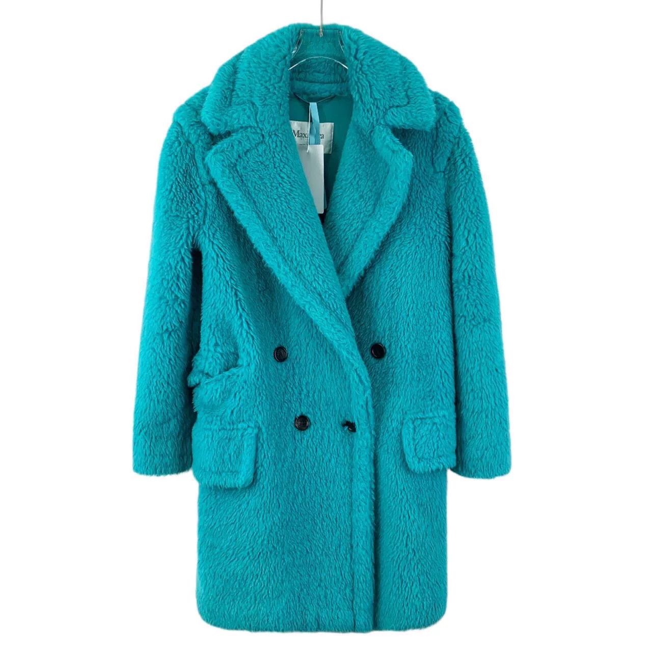 Max Mara maxmara turquoise teddy double-breasted coat Size US M / EU 48-50 / 2 - 1 Thumbnail