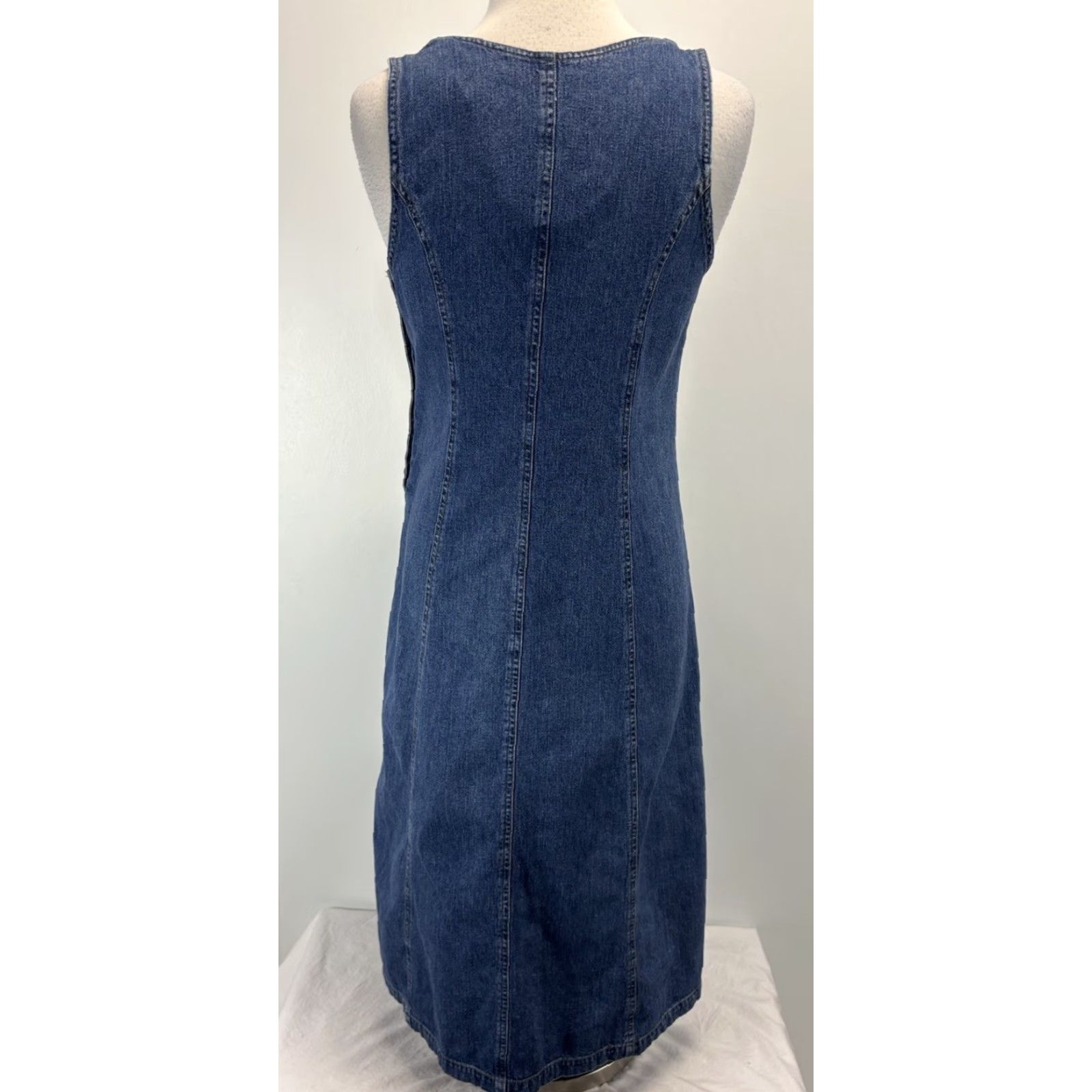 Vintage VINTAGE Bryn Connelly Denim Maxi Jumper Dress Teacher 6P Blue 1990s Petite Casual Size M / US 6-8 / IT 42-44 - 3 Thumbnail