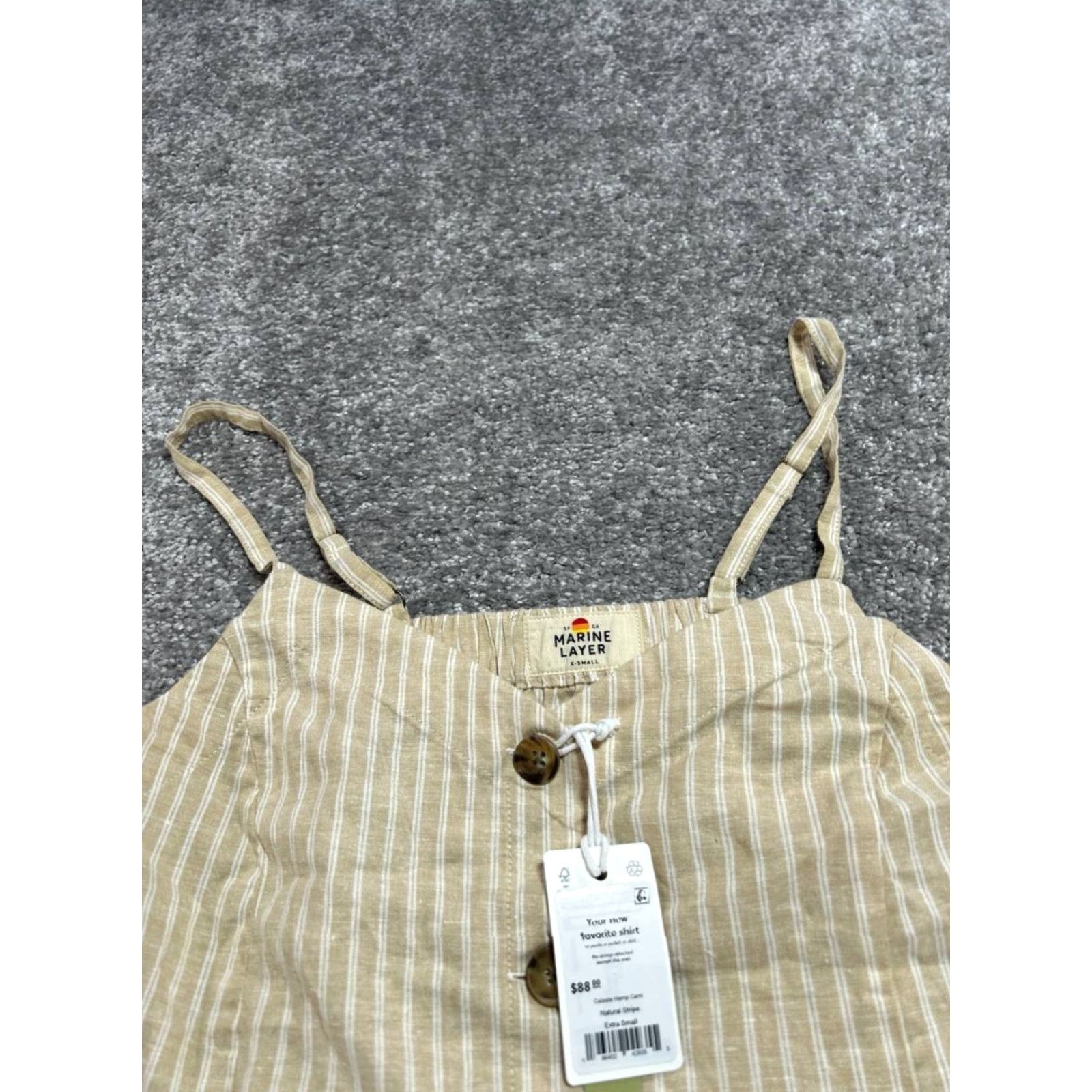 Marine Layer Celeste Hemp 2 Piece Set Swimwear Women XS Beige Natural Stripe New