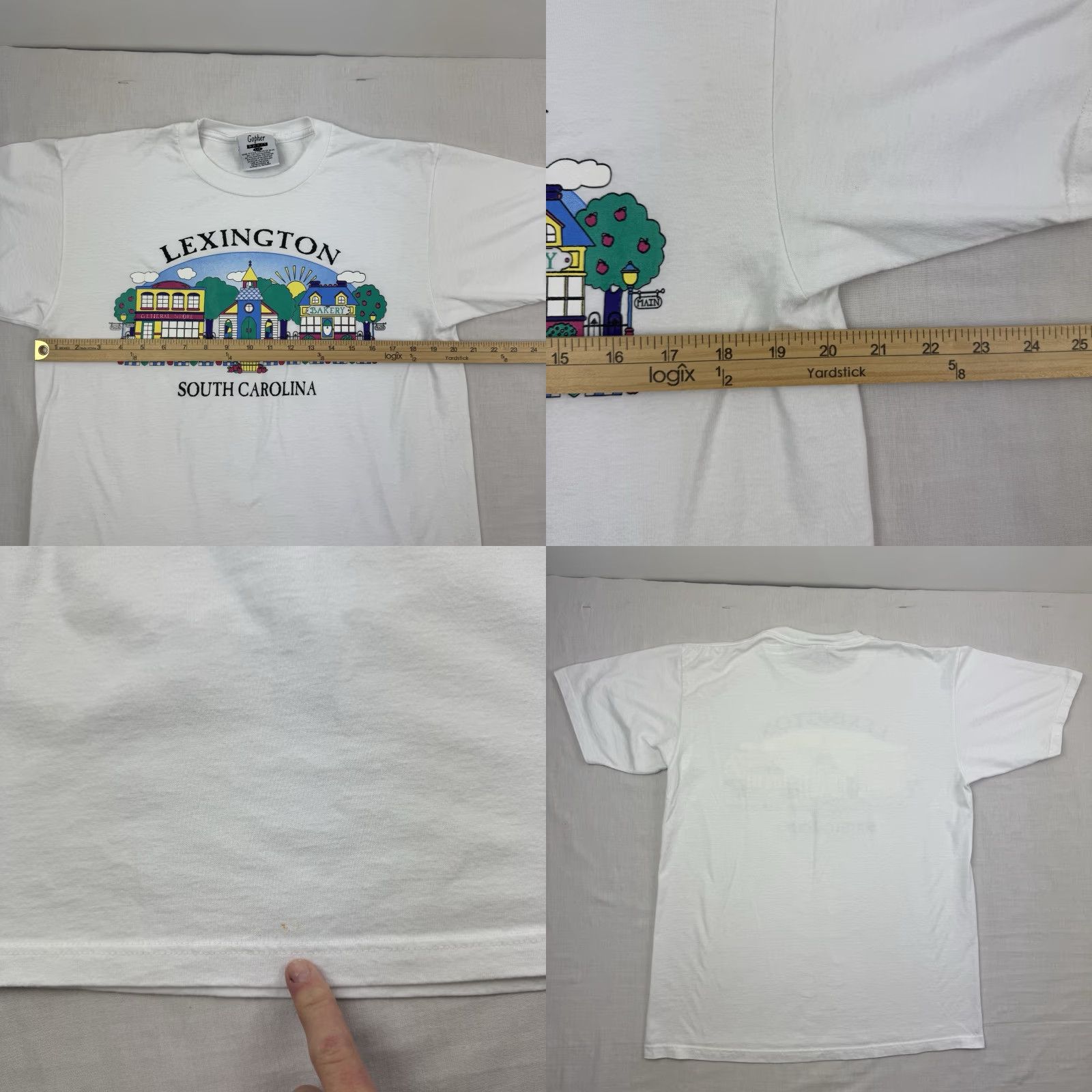 Vintage VINTAGE Gopher T Shirt Men's White Crew Neck Short Sleeve Cotton Polyester Cotton Blend Lexington Town City Travel Outdoor 90s Size US L / EU 52-54 / 3 - 8 Thumbnail