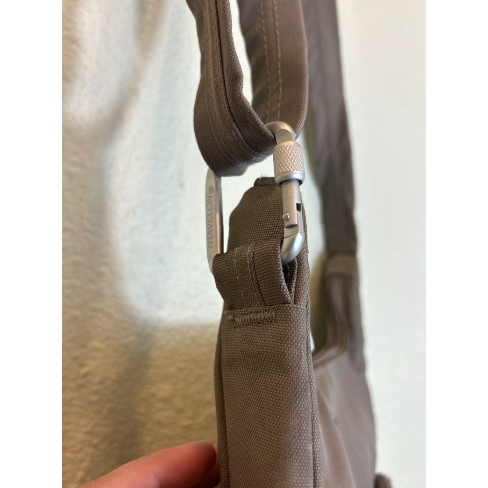 Vintage Travelon Crossbody Bag Women Beige Nylon 10.5x10x2.5" Travel Stains Medium Child? Wait Size ONE SIZE - 7 Thumbnail