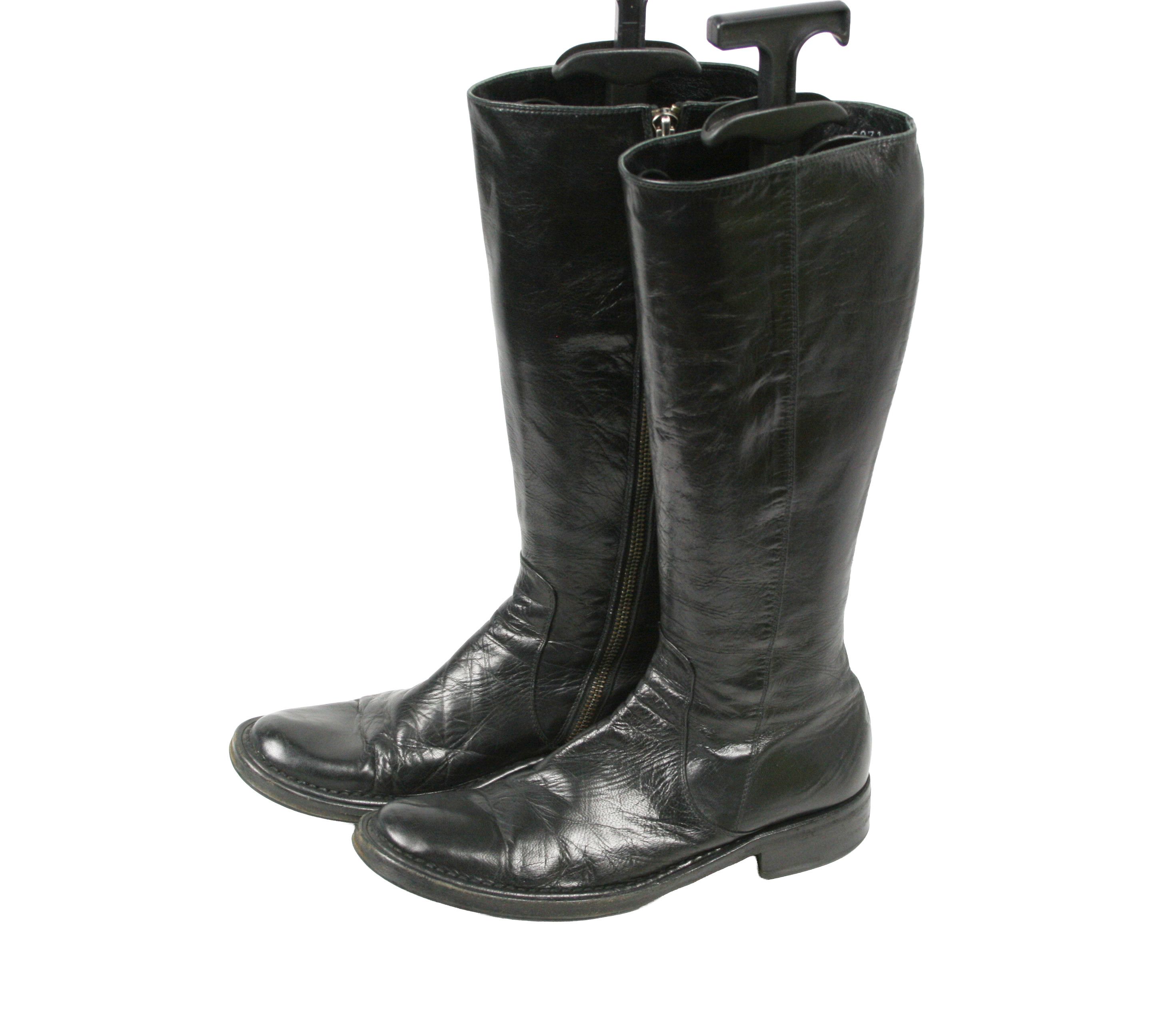 RoccoP 00S Avant Garde Biker Riding Leather Knee Boots Vintage Size US 6 / IT 36 - 3 Thumbnail