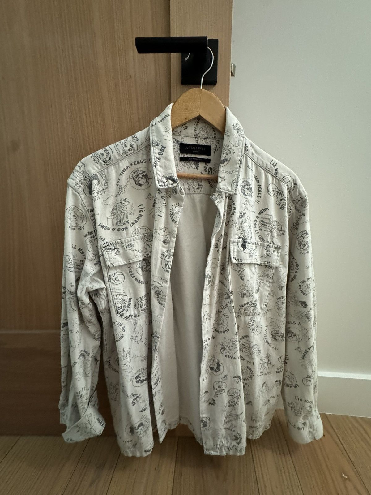 Allsaints All Saints Cartoon White Denim Jacket Size US L / EU 52-54 / 3 - 1 Thumbnail