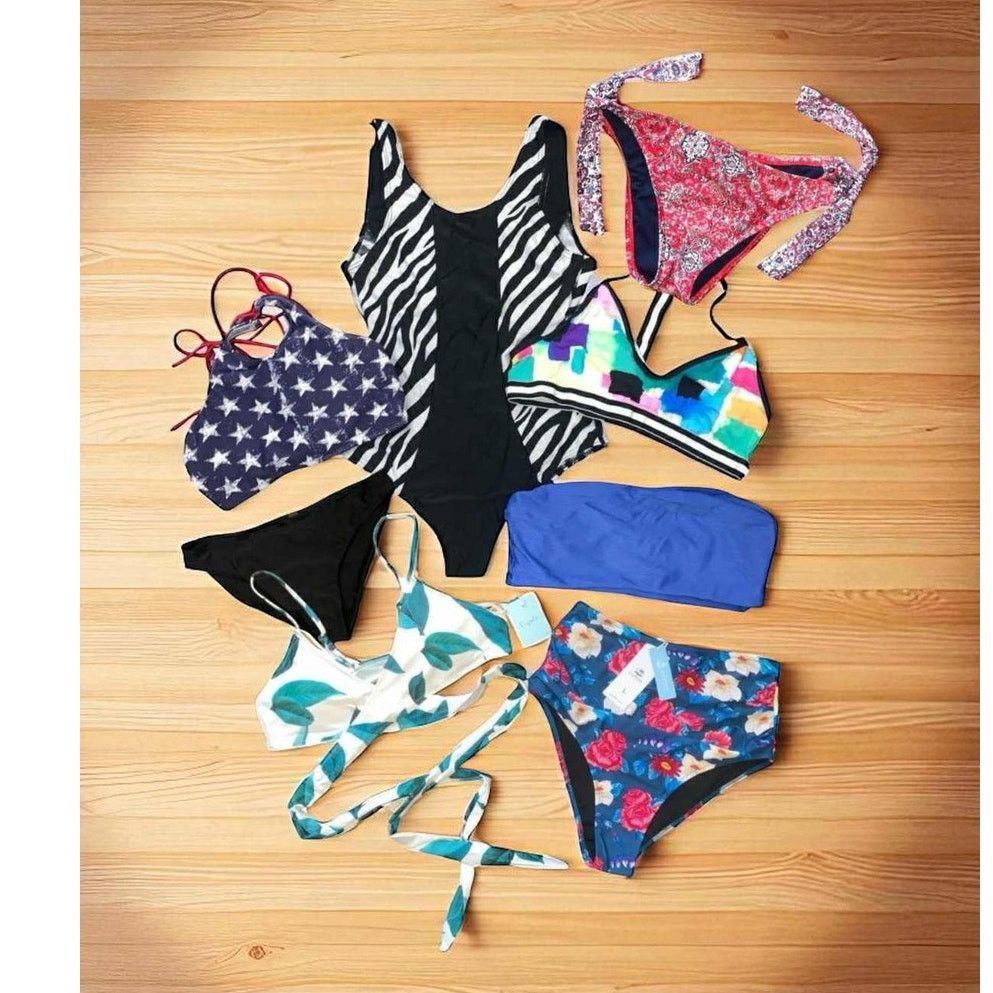 Lucky Brand 8pc Swim Bottoms/Tops Bikini New w/ Tags/Light Wear Large Size ONE SIZE - 1 Thumbnail