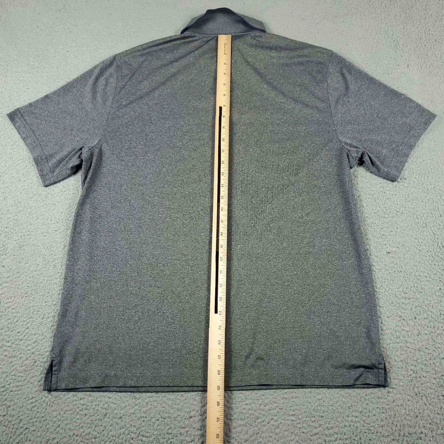 Vintage Greg Norman Polo Shirt Mens L Gray Striped Short Sleeve Polo, Button, Logo, Regular Fit, Unisex Adults, Fall & Summer, Golf Casual, 90s? Size US L / EU 52-54 / 3 - 5 Thumbnail