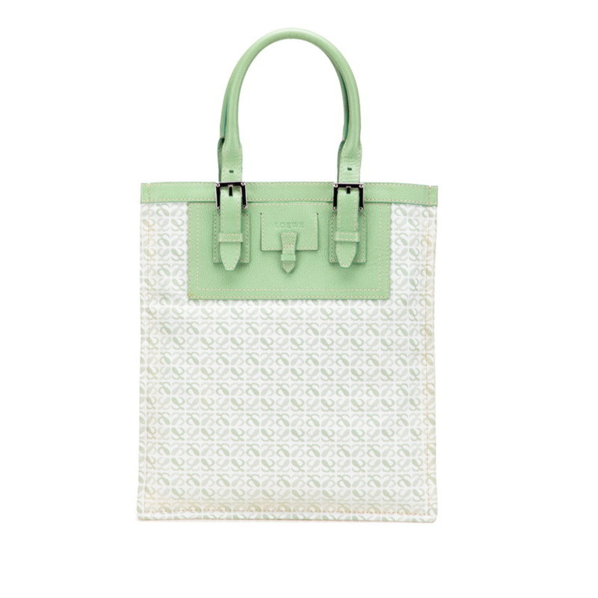 Loewe LOEWE Repeat Anagram Tote Bag Handbag Green Canvas Leather Women's Size ONE SIZE - 1 Thumbnail