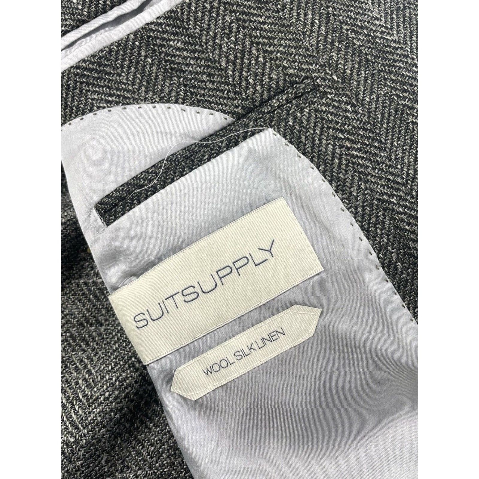 Suitsupply Suitsupply Blazer Jacket Havana Pleated Sim Wool Silk Linen Green Herringbone 46 Size 46R - 3 Thumbnail