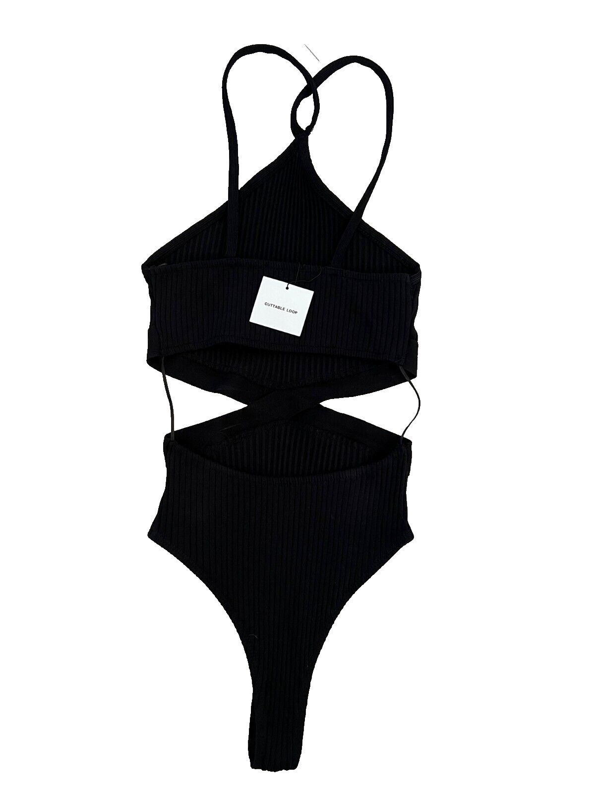 Zara Zara Rib Cutout Y2K Halter Bodysuit Black ( S ) Size S / US 4 / IT 40 - 5 Thumbnail