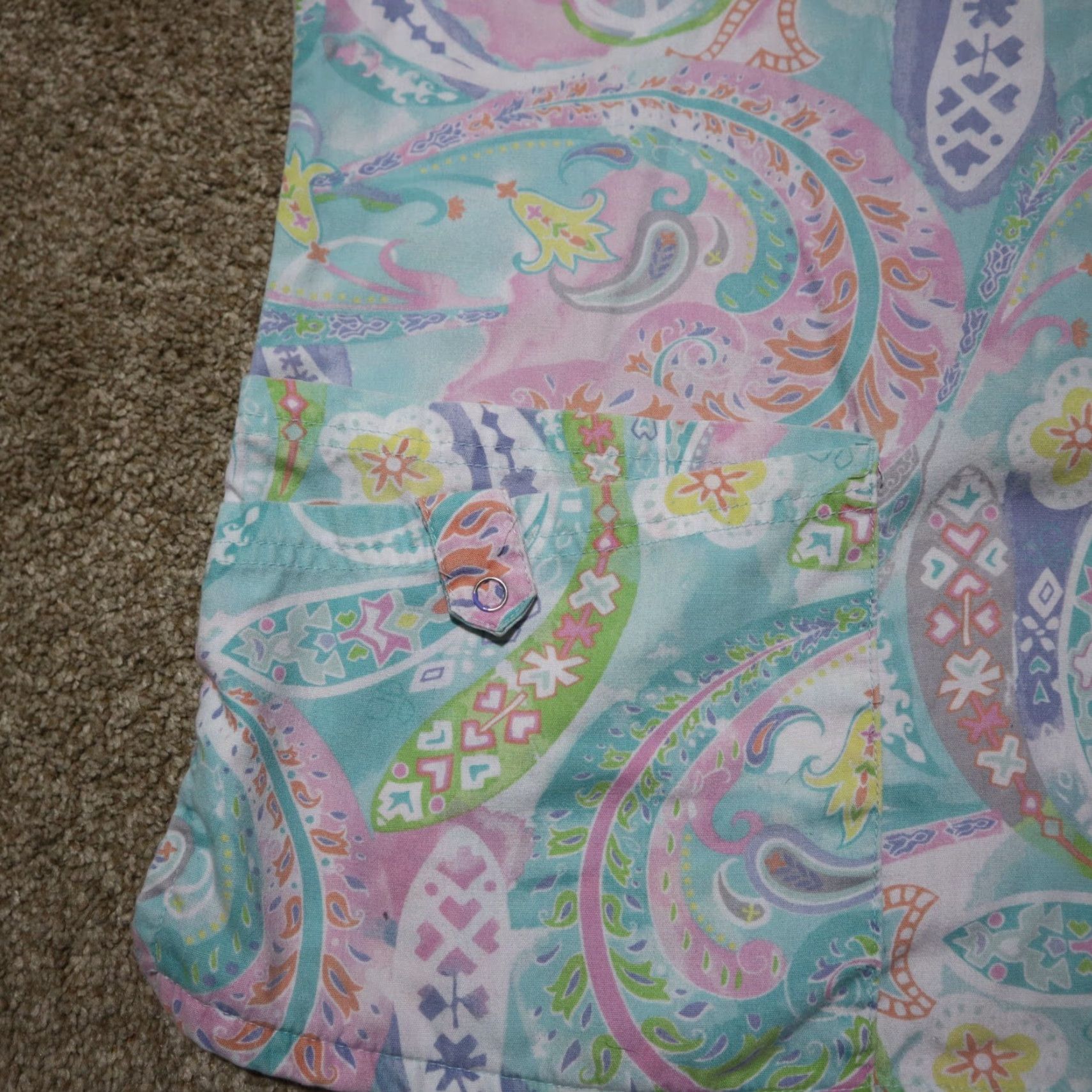 Pinko VINTAGE UA Scrubs Shirt Adult Women Size M Pink Green Blue Paisley Floral Shirt Womens Size S / US 4 / IT 40 - 3 Thumbnail