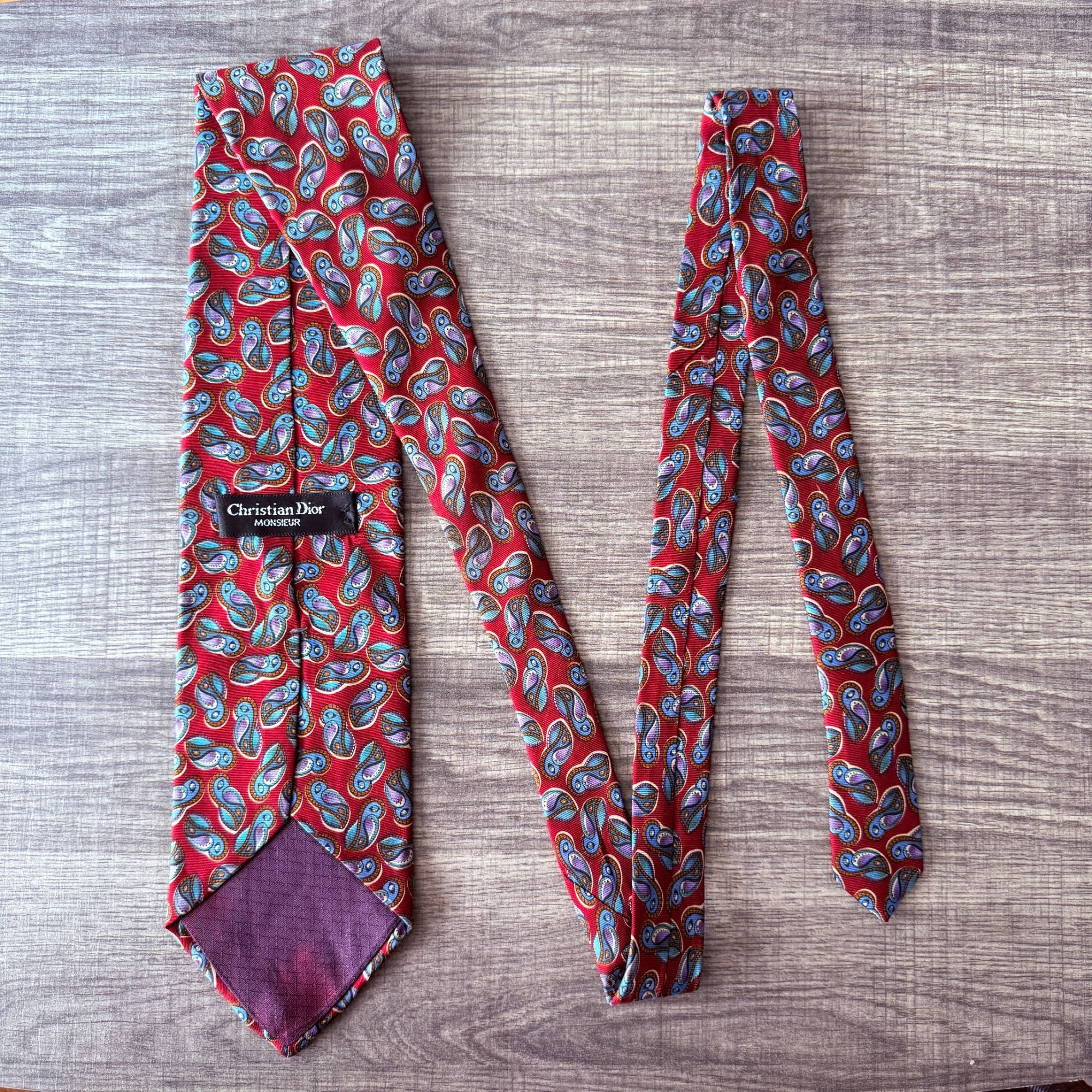 Christian Dior Monsieur Vintage Christian Dior Monsieur Red Paisley All Silk Tie Mad Size ONE SIZE - 9 Thumbnail