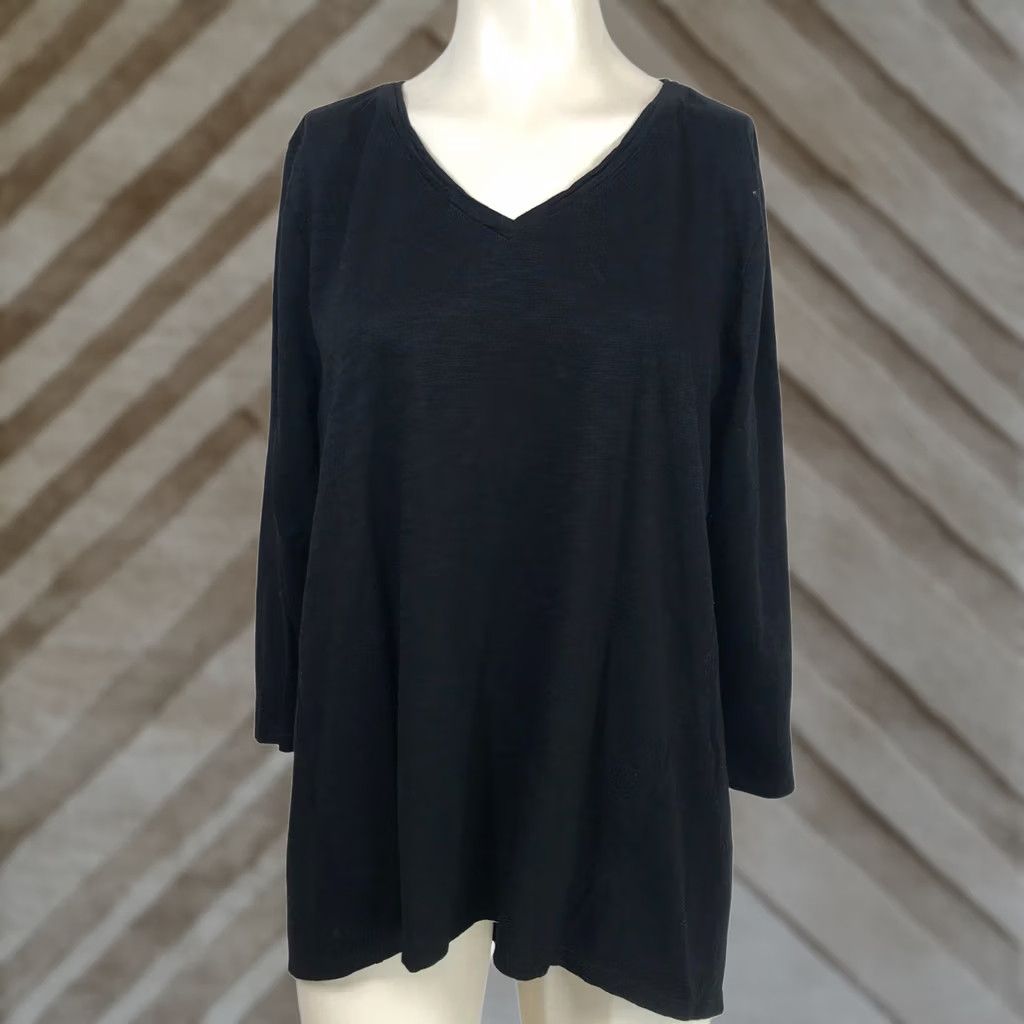 Vintage CHICO'S Black V Neck Cotton Blend Top Shirt Womens 2 Size XS / US 0-2 / IT 36-38 - 1 Thumbnail