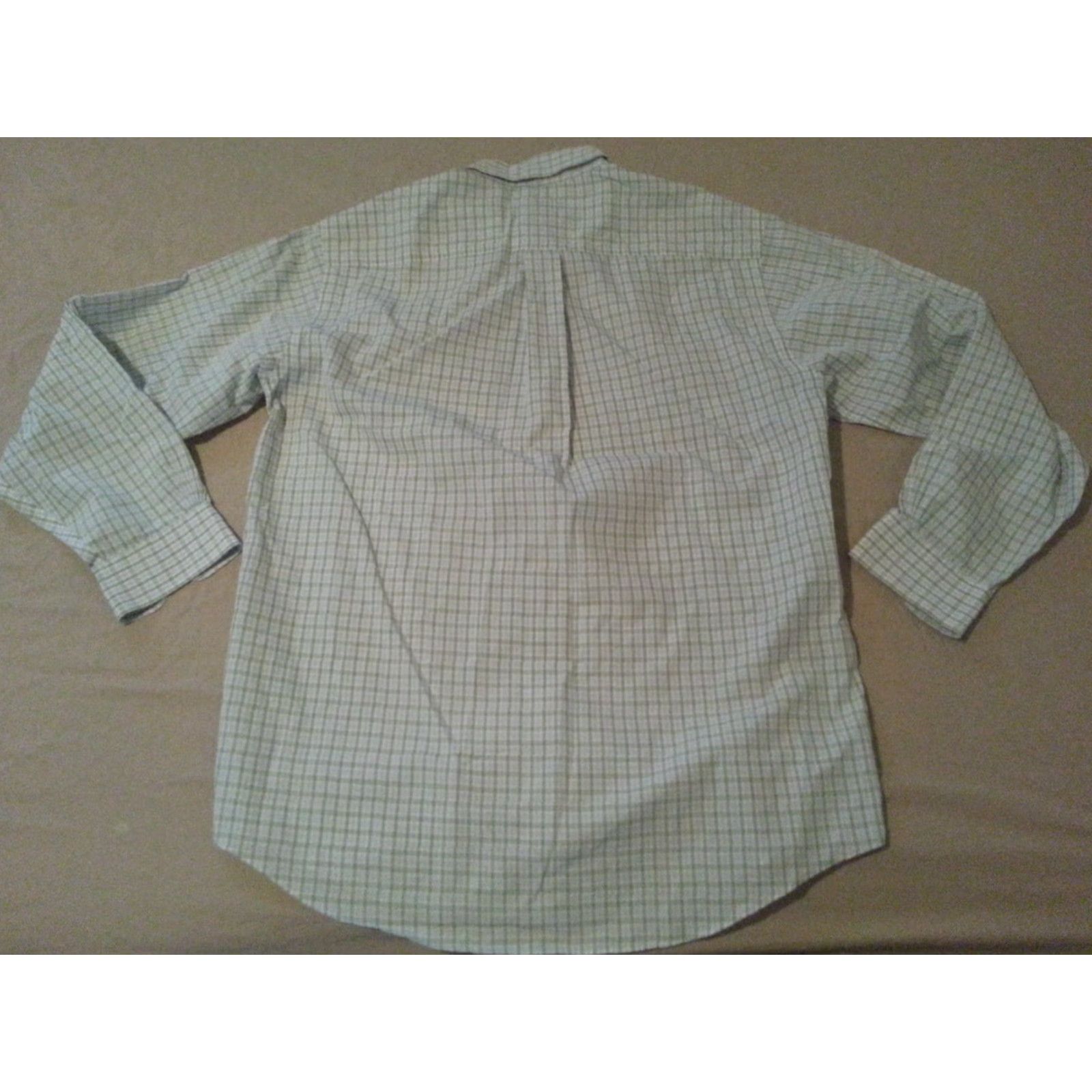 Brooks Brothers Mens Brooks Brothers Plaid Dress Shirt M Medium Green Button Cotton Size 40R - 3 Thumbnail