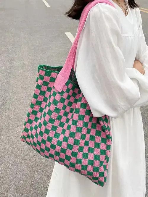 Tote Bag Vintage Japananese Brand Crochet in Pink, Men's
