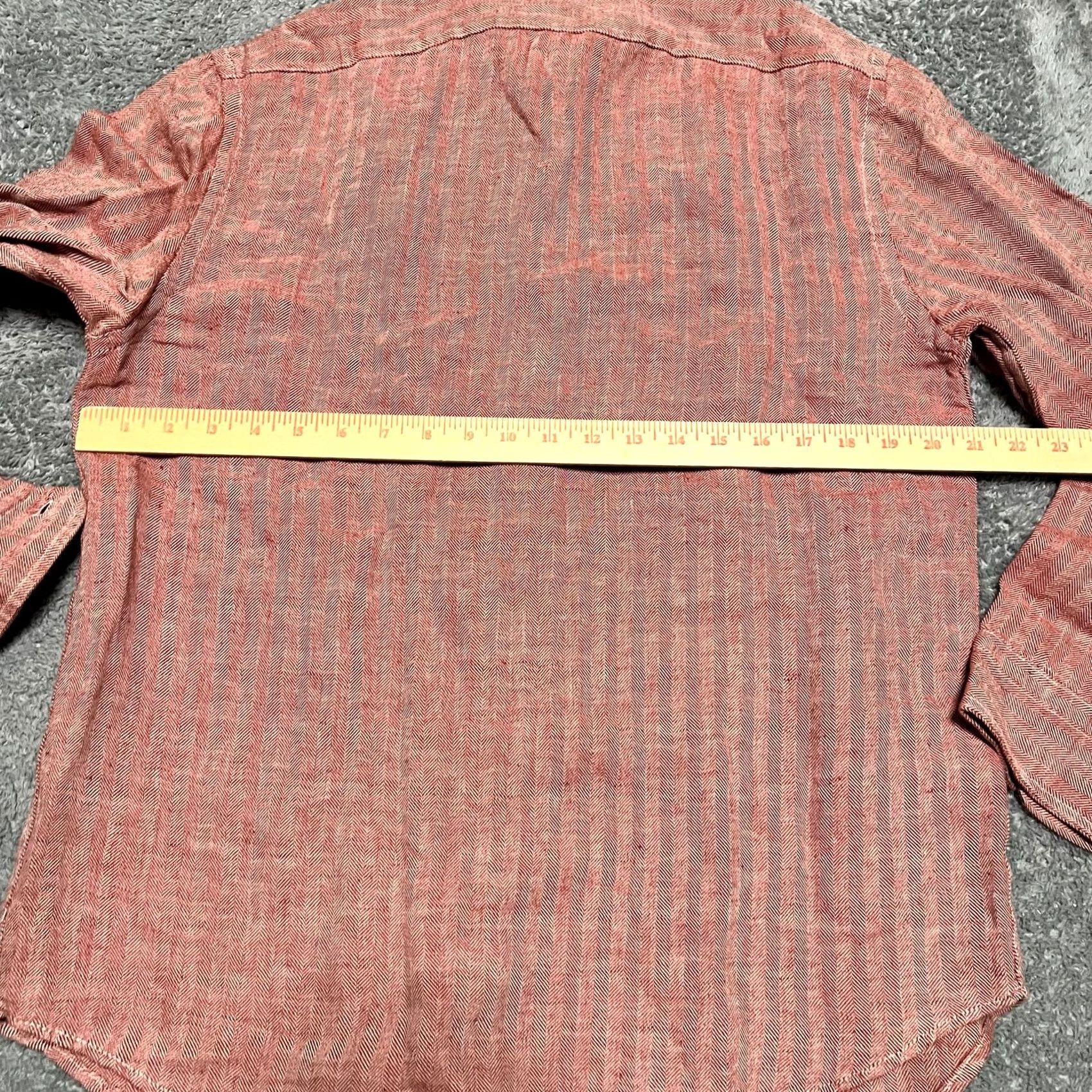 J.Crew J.Crew Shirt Mens Medium Linen Blend Long Sleeve Red Herringbone India Made Size US M / EU 48-50 / 2 - 4 Thumbnail