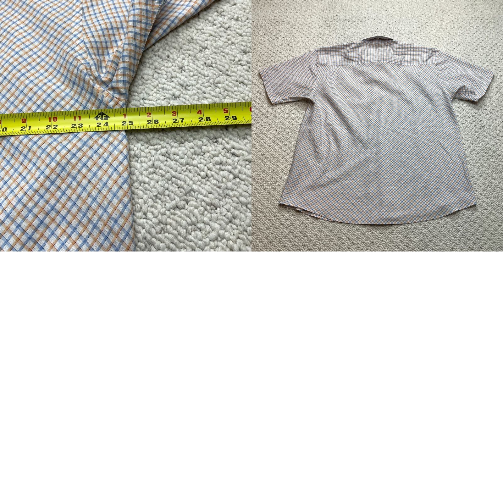 Vintage Estate Button Up Shirt Mens 2XL White Plaid Short Sleeve Collared Button-Up Front Shirt Mens Big & Tall Size US XXL / EU 58 / 5 - 8 Thumbnail