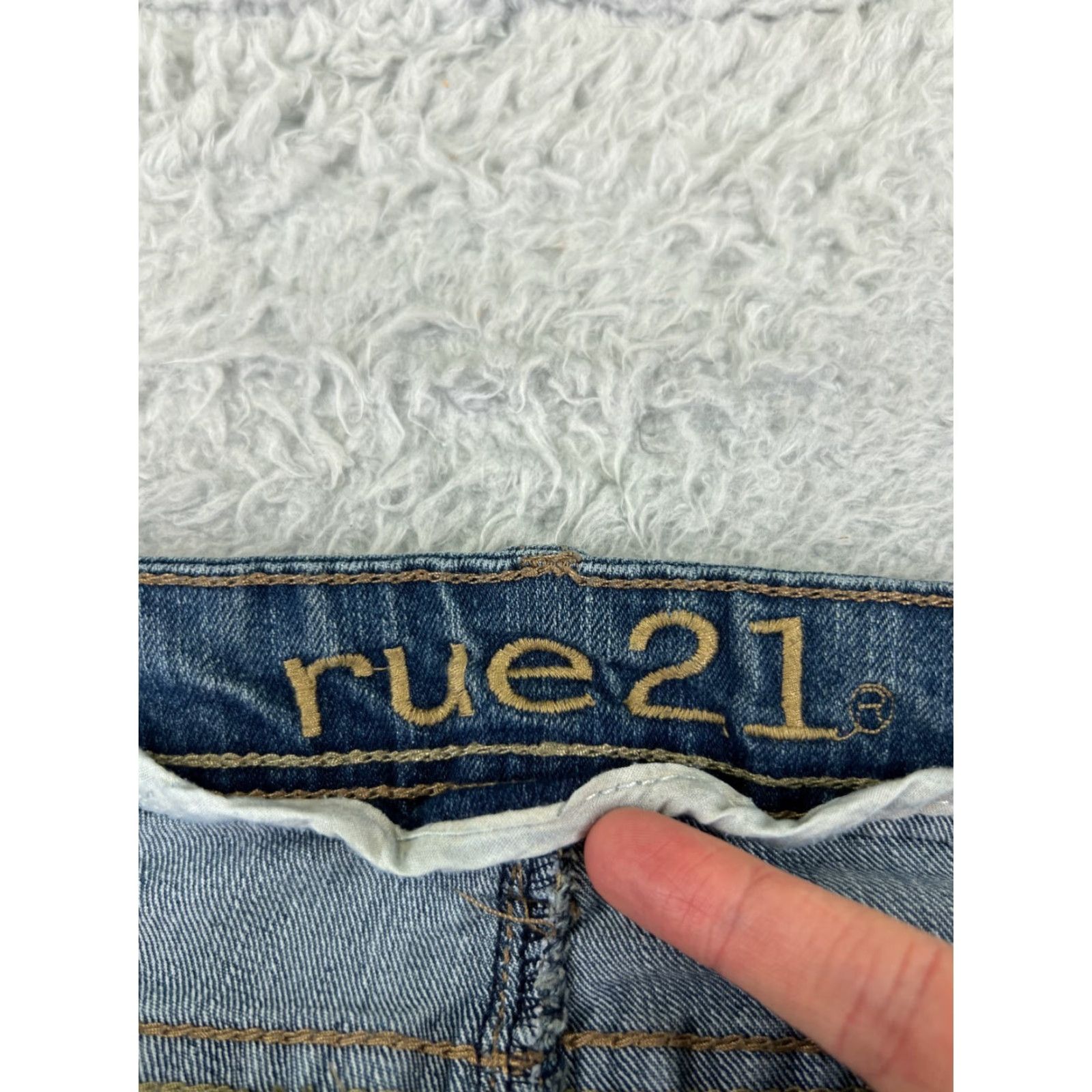 Vintage Rue21 Pants Womens 7 Blue Denim Jeans Flared Cotton Blend Stretch Embroidered Size 28" / US 6 / IT 42 - 3 Thumbnail