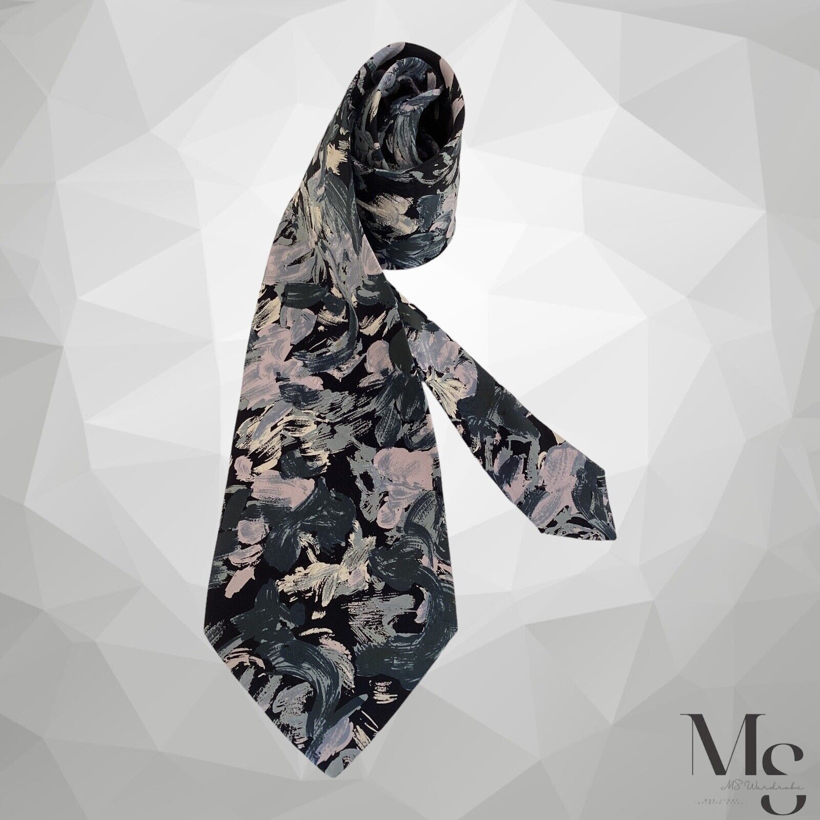 Santostefano SANTOSTEFANO Gray Art Print Luxury Silk Tie Made In Italy W: Size ONE SIZE - 1 Thumbnail