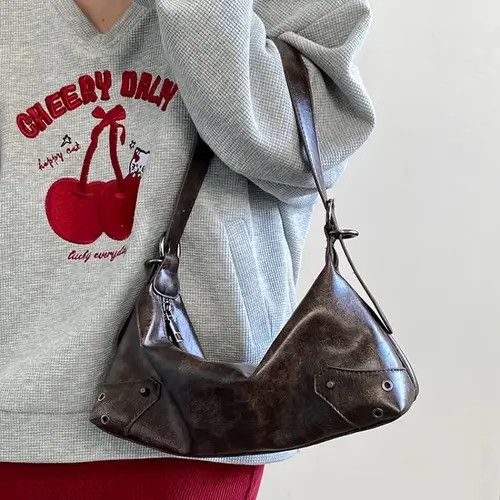 Japanese Brand Retro Vintage PU Leather Small Shoulder Bag y2k unisex Size ONE SIZE - 1 Thumbnail