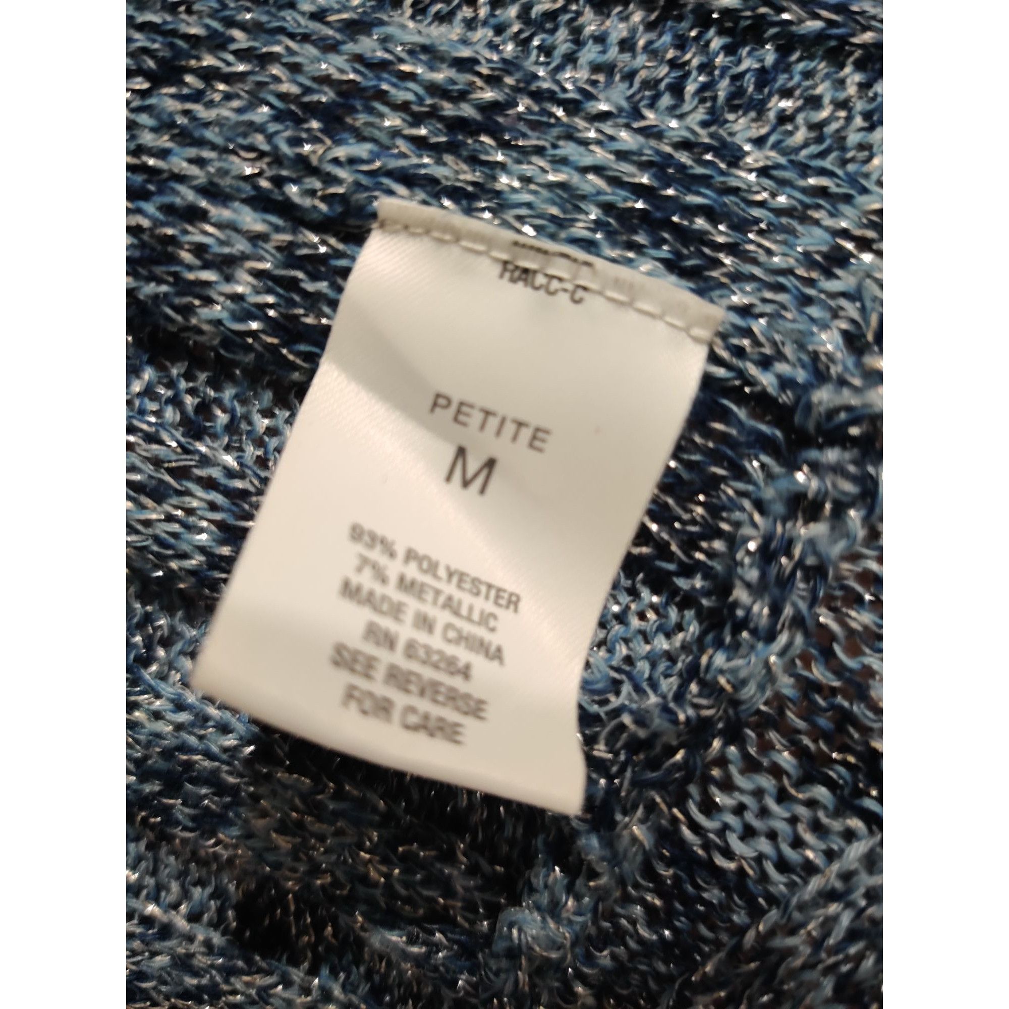 Other Roz & Ali Petite M Womens Blue Cardigan Metallic Open Front Size M / US 6-8 / IT 42-44 - 8 Thumbnail