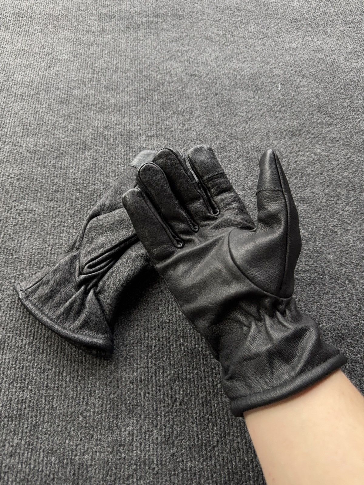 Japanese Brand Vintage Avant Garde Rock Punk Biker Leather Gloves Black 00s Size ONE SIZE - 4 Thumbnail