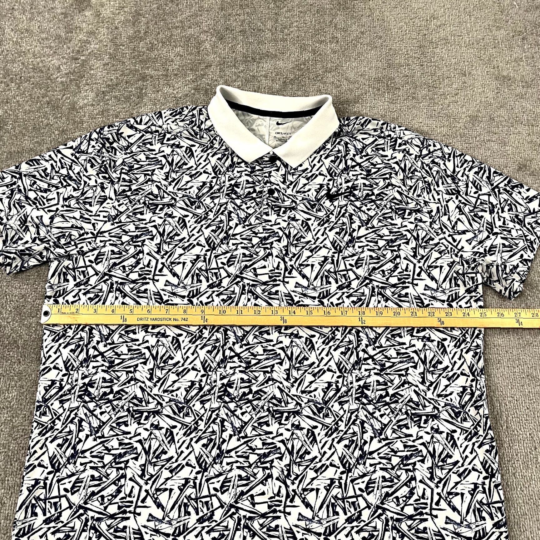Nike NIKE Polo Shirt Mens XL White Blue Tee Print Victory All Over Golf Stretch Sport Polo Mens XL White Blue Victory All Over Golf Stretch Nike Shirt Size US XL / EU 56 / 4 - 5 Thumbnail