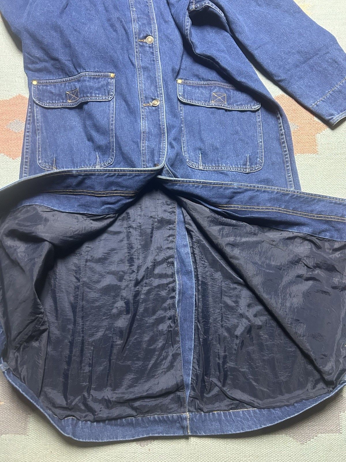 Vintage Vtg Long Denim Duster Trench Coat Jacket Western Boho Stea 8 Size 36" / US 14 / IT 50 - 7 Thumbnail