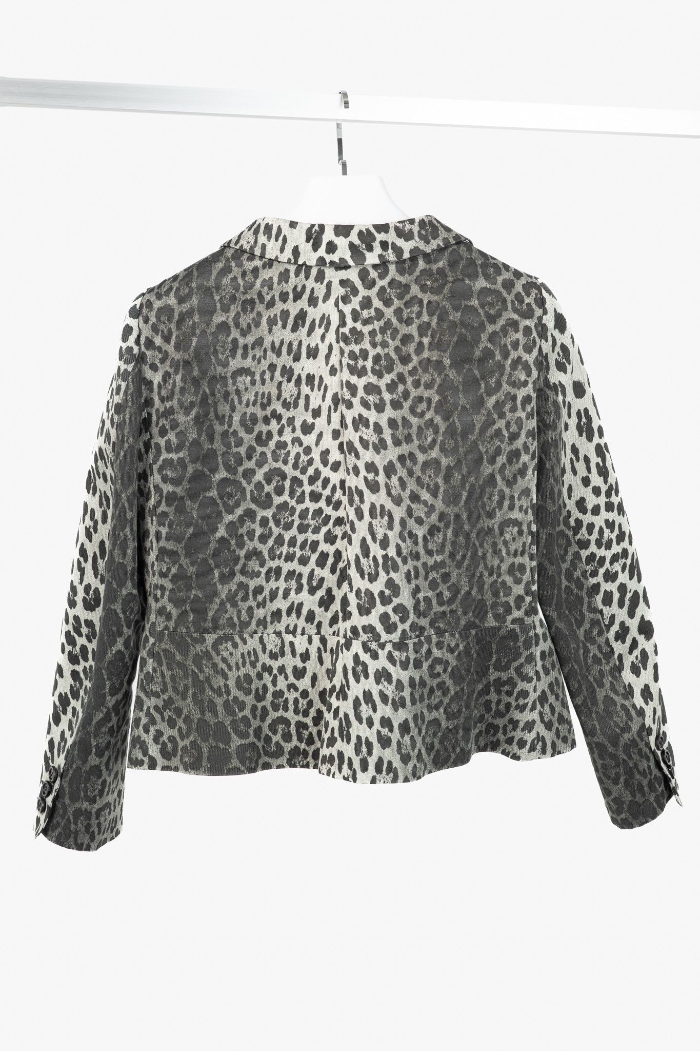 Moschino Moschino Cheap and Chic Grey Cotton Leopard Blazer Size L / US 10 / IT 46 - 2 Thumbnail