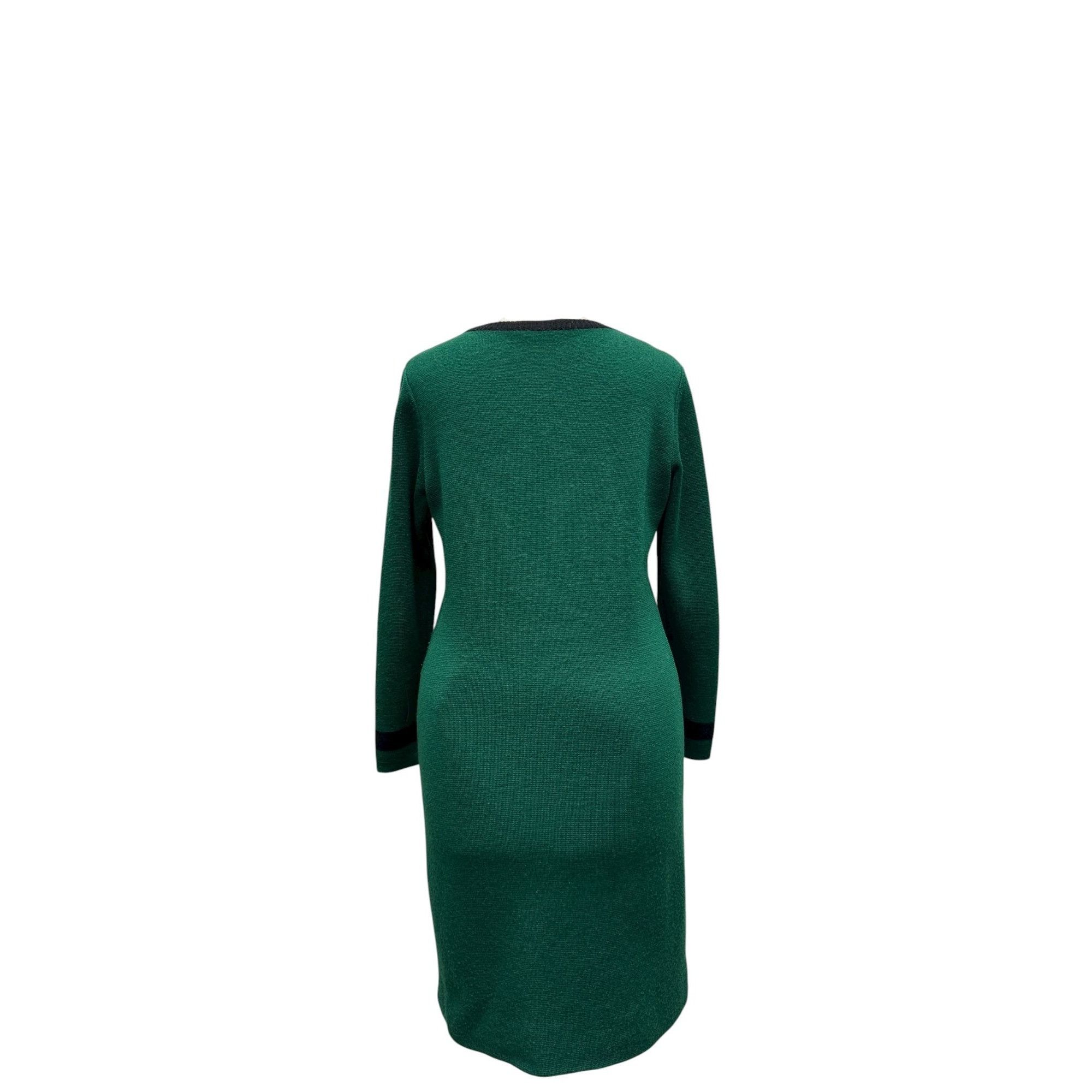 Yves Saint Laurent Vintage 1980s Wool Dress – Black & Green Size M / US 6-8 / IT 42-44 - 4 Thumbnail