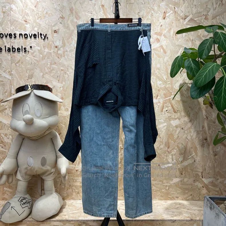 Balenciaga Balenciaga size L Fake Two-Piece Shirt and Wide-Leg Washed Size US 28 / EU 44 - 2 Thumbnail